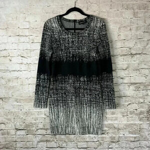 FIFTEEN TWENTY Women's Small Long Sleeve Sweater Dress Black Ivory Exposed Zip S